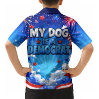 My Dog Is A Democrat Golden Retriever Kid Hawaiian Shirt Patriotic American Fireworks Cute Cartoon Dog