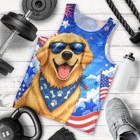 My Dog Is A Democrat Golden Retriever Men Tank Top Patriotic American Fireworks Cute Cartoon Dog