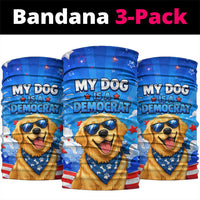 My Dog Is A Democrat Golden Retriever Neck Gaiter Patriotic American Fireworks Cute Cartoon Dog
