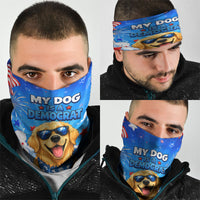 My Dog Is A Democrat Golden Retriever Neck Gaiter Patriotic American Fireworks Cute Cartoon Dog