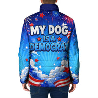 My Dog Is A Democrat Golden Retriever Padded Jacket Patriotic American Fireworks Cute Cartoon Dog