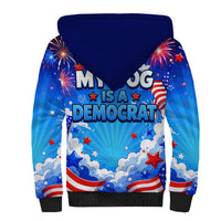 My Dog Is A Democrat Golden Retriever Sherpa Hoodie Patriotic American Fireworks Cute Cartoon Dog