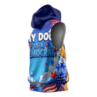 My Dog Is A Democrat Golden Retriever Sleeveless Hoodie Patriotic American Fireworks Cute Cartoon Dog