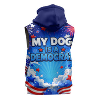 My Dog Is A Democrat Golden Retriever Sleeveless Zip Hoodie Patriotic American Fireworks Cute Cartoon Dog
