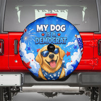 My Dog Is A Democrat Golden Retriever Spare Tire Cover Patriotic American Fireworks Cute Cartoon Dog