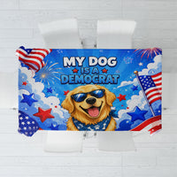 My Dog Is A Democrat Golden Retriever Tablecloth Patriotic American Fireworks Cute Cartoon Dog