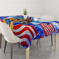 My Dog Is A Democrat Golden Retriever Tablecloth Patriotic American Fireworks Cute Cartoon Dog
