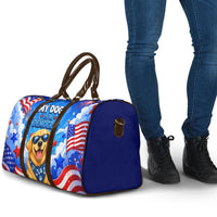My Dog Is A Democrat Golden Retriever Travel Bag Patriotic American Fireworks Cute Cartoon Dog