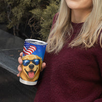 My Dog Is A Democrat Golden Retriever Tumbler Cup Patriotic American Fireworks Cute Cartoon Dog