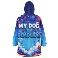 My Dog Is A Democrat Golden Retriever Wearable Blanket Hoodie Patriotic American Fireworks Cute Cartoon Dog