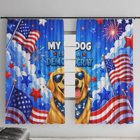 My Dog Is A Democrat Golden Retriever Window Curtain Patriotic American Fireworks Cute Cartoon Dog