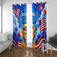 My Dog Is A Democrat Golden Retriever Window Curtain Patriotic American Fireworks Cute Cartoon Dog