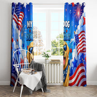 My Dog Is A Democrat Golden Retriever Window Curtain Patriotic American Fireworks Cute Cartoon Dog