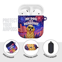 Golden Retriever My Dog Is A Democrat AirPods Case Patriotic Statue Of Liberty Fireworks