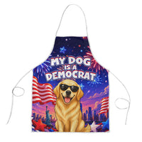 Golden Retriever My Dog Is A Democrat Apron Patriotic Statue Of Liberty Fireworks