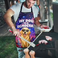 Golden Retriever My Dog Is A Democrat Apron Patriotic Statue Of Liberty Fireworks