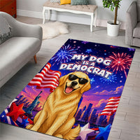 Golden Retriever My Dog Is A Democrat Area Rug Patriotic Statue Of Liberty Fireworks