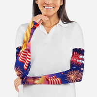 Golden Retriever My Dog Is A Democrat Arm Sleeves Patriotic Statue Of Liberty Fireworks