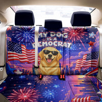 Golden Retriever My Dog Is A Democrat Back Car Seat Cover Patriotic Statue Of Liberty Fireworks
