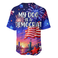 Golden Retriever My Dog Is A Democrat Baseball Jersey Patriotic Statue Of Liberty Fireworks