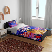 Golden Retriever My Dog Is A Democrat Bedding Set Patriotic Statue Of Liberty Fireworks