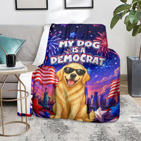 Golden Retriever My Dog Is A Democrat Blanket Patriotic Statue Of Liberty Fireworks