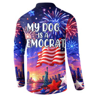 Golden Retriever My Dog Is A Democrat Button Sweatshirt Patriotic Statue Of Liberty Fireworks