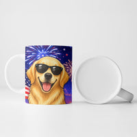 Golden Retriever My Dog Is A Democrat Ceramic Mug Patriotic Statue Of Liberty Fireworks