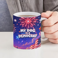 Golden Retriever My Dog Is A Democrat Ceramic Mug Patriotic Statue Of Liberty Fireworks