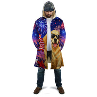 Golden Retriever My Dog Is A Democrat Cloak Patriotic Statue Of Liberty Fireworks