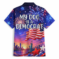 Golden Retriever My Dog Is A Democrat Hawaiian Shirt Patriotic Statue Of Liberty Fireworks