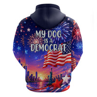 Golden Retriever My Dog Is A Democrat Hoodie Patriotic Statue Of Liberty Fireworks