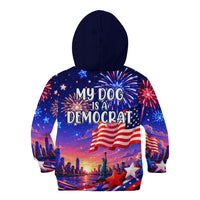 Golden Retriever My Dog Is A Democrat Kid Hoodie Patriotic Statue Of Liberty Fireworks