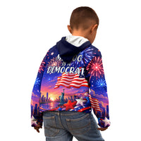 Golden Retriever My Dog Is A Democrat Kid Hoodie Patriotic Statue Of Liberty Fireworks