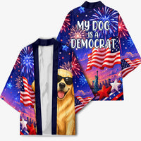 Golden Retriever My Dog Is A Democrat Kimono Patriotic Statue Of Liberty Fireworks