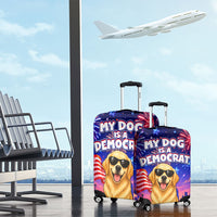 Golden Retriever My Dog Is A Democrat Luggage Cover Patriotic Statue Of Liberty Fireworks