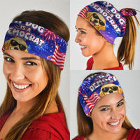 Golden Retriever My Dog Is A Democrat Neck Gaiter Patriotic Statue Of Liberty Fireworks