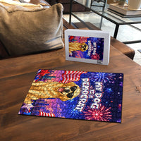 Golden Retriever My Dog Is A Democrat Puzzle Patriotic Statue Of Liberty Fireworks