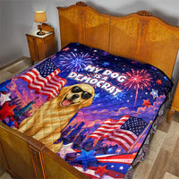 Golden Retriever My Dog Is A Democrat Quilt Patriotic Statue Of Liberty Fireworks