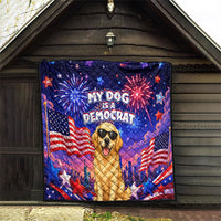 Golden Retriever My Dog Is A Democrat Quilt Patriotic Statue Of Liberty Fireworks