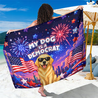 Golden Retriever My Dog Is A Democrat Sarong Patriotic Statue Of Liberty Fireworks