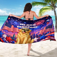 Golden Retriever My Dog Is A Democrat Sarong Patriotic Statue Of Liberty Fireworks