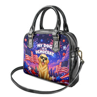 Golden Retriever My Dog Is A Democrat Shoulder Handbag Patriotic Statue Of Liberty Fireworks
