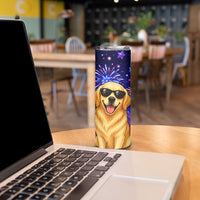 Golden Retriever My Dog Is A Democrat Skinny Tumbler Patriotic Statue Of Liberty Fireworks