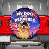 Golden Retriever My Dog Is A Democrat Spare Tire Cover Patriotic Statue Of Liberty Fireworks