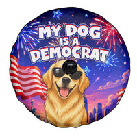 Golden Retriever My Dog Is A Democrat Spare Tire Cover Patriotic Statue Of Liberty Fireworks