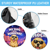 Golden Retriever My Dog Is A Democrat Spare Tire Cover Patriotic Statue Of Liberty Fireworks