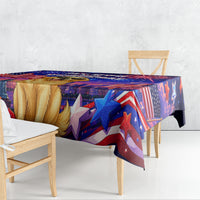 Golden Retriever My Dog Is A Democrat Tablecloth Patriotic Statue Of Liberty Fireworks