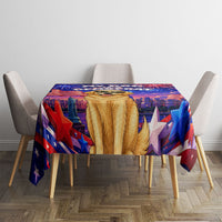 Golden Retriever My Dog Is A Democrat Tablecloth Patriotic Statue Of Liberty Fireworks