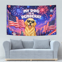 Golden Retriever My Dog Is A Democrat Tapestry Patriotic Statue Of Liberty Fireworks